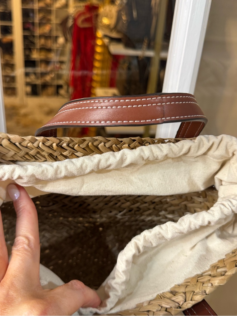 👜🥥 House of Harlow 1960 Natural Straw Crossbody with Brown Leather Trim 🥥👜 - Picture 5 of 10